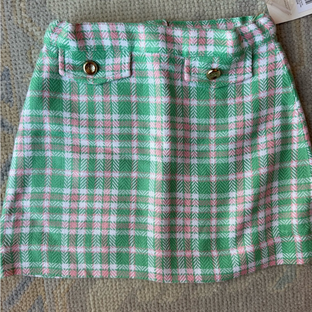 The Beaufort Bonnet Company Green and Pink Plaid Kids Skirt
